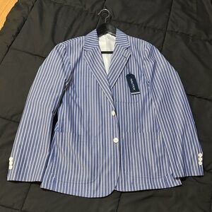 Nautica Men's Blue and White Striped Blazer